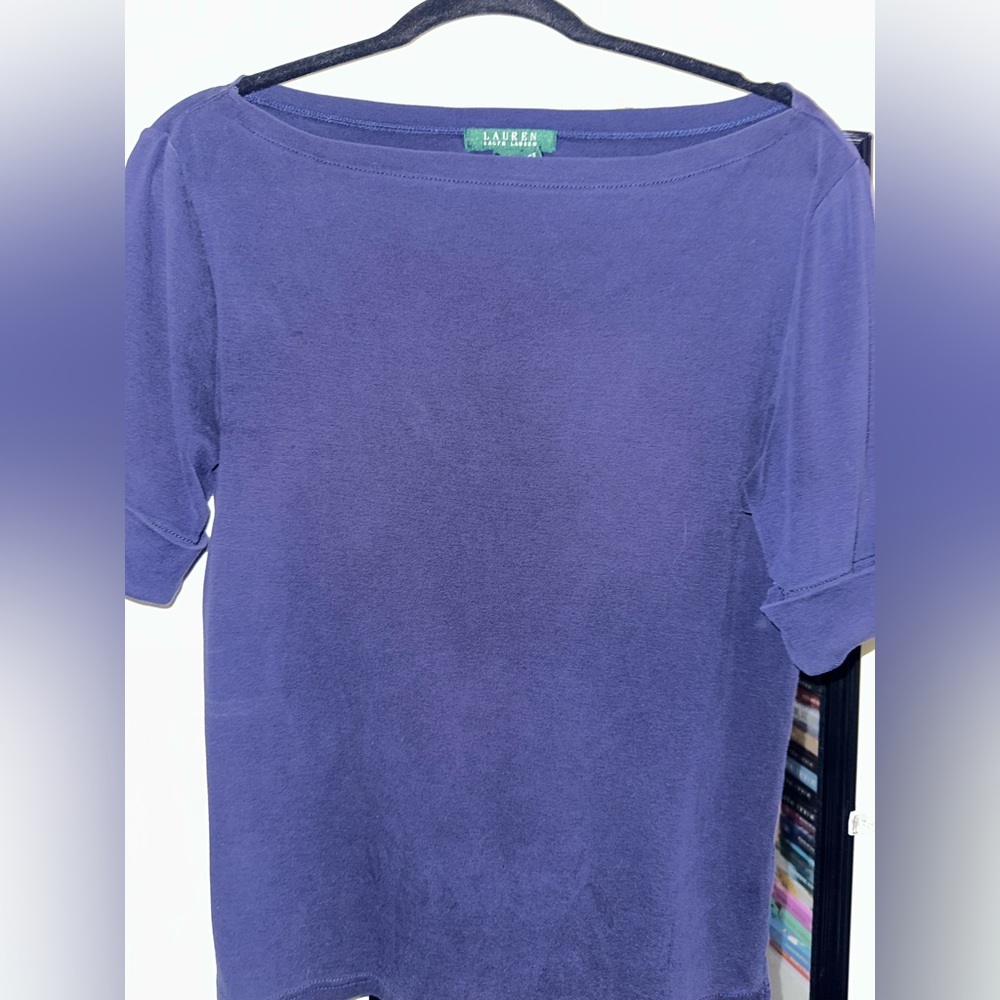 Lauren Ralph Lauren Purple Short Sleeve Boatneck Top